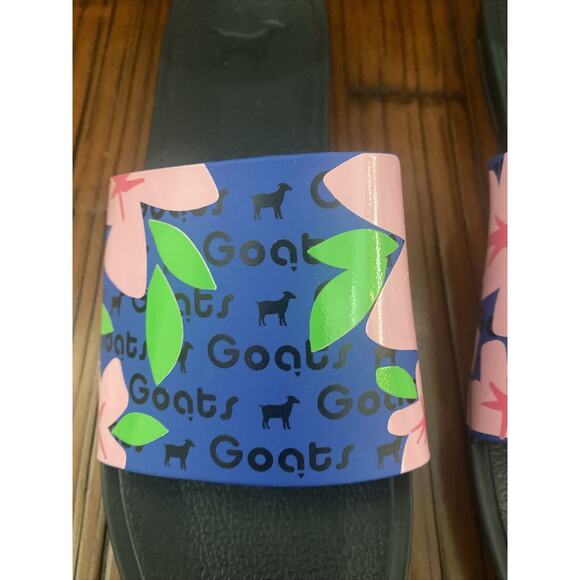 GOATS Black/Blue Floral Comfortable Slip On Slide Sz 7.5 Women New Nordstrom - Picture 2 of 6